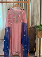 Premium chiffon handwork semi stitched  with dual dupatta suit